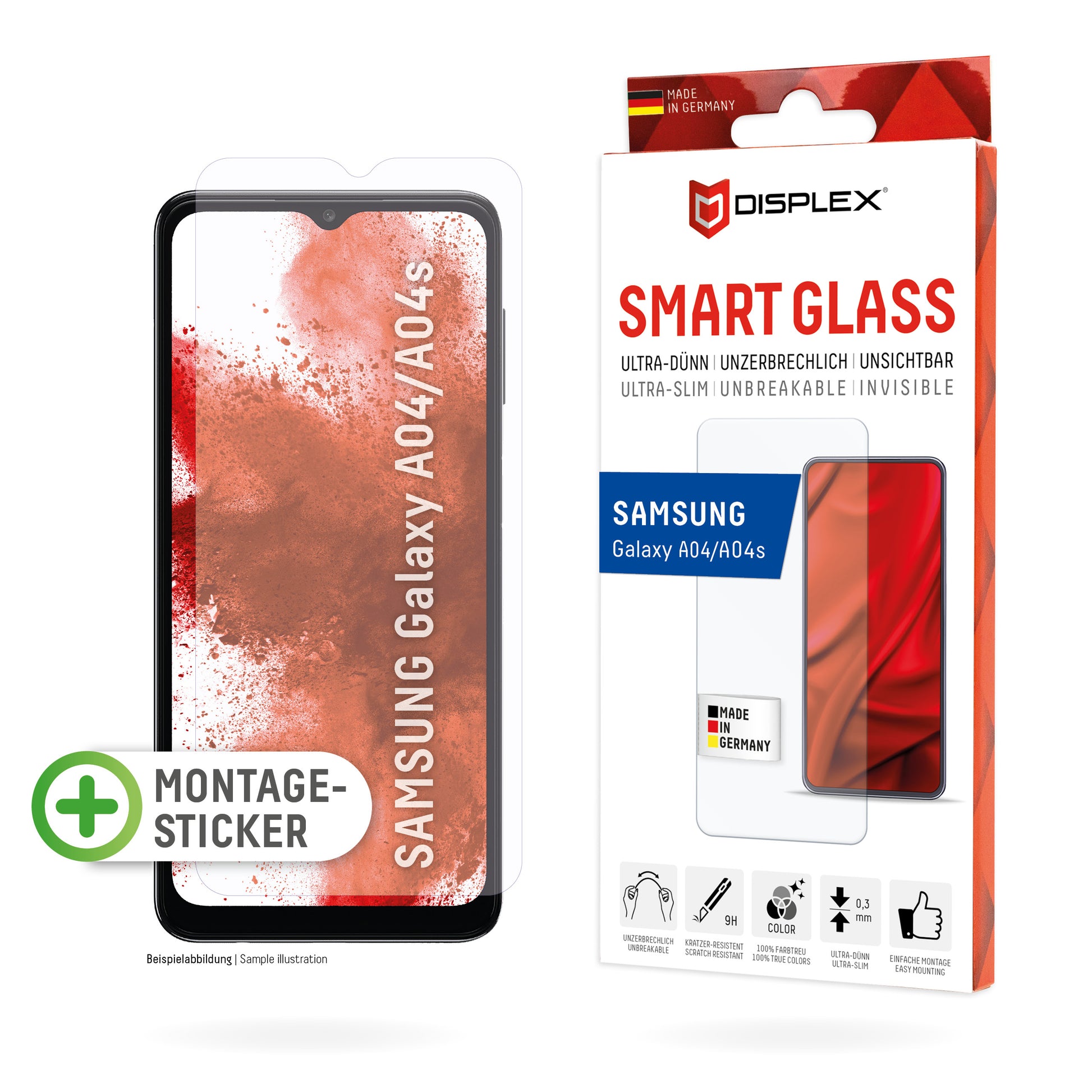 Displex Displayschutz (Panzerglas), 9H – für Galaxy A04/A04s