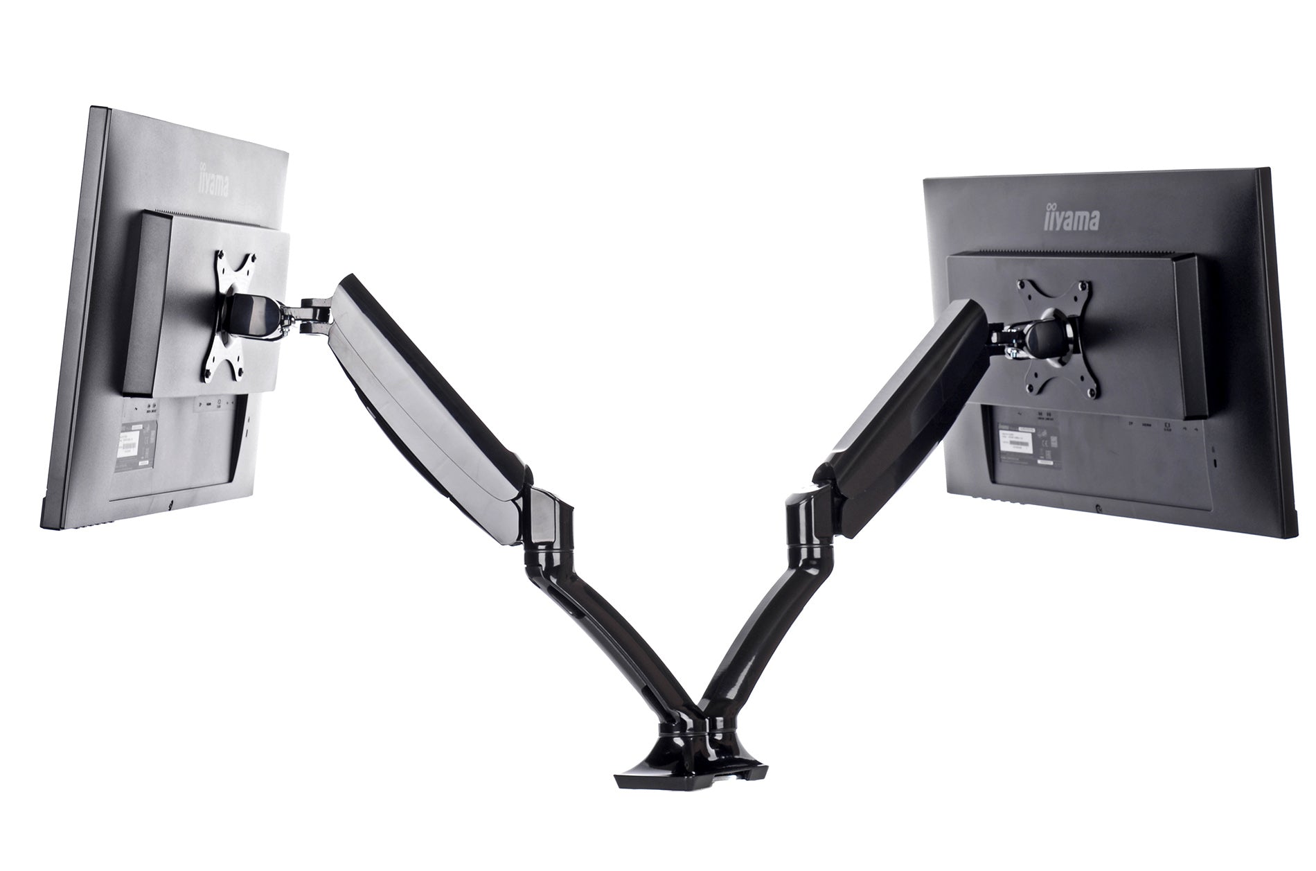 iiyama Monitorarm, Dual, Tischklemme, bis 27", VESA 100 × 100 mm, 5 kg, Gasfeder