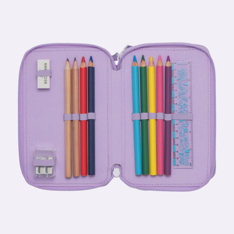 Beckmann Klassisches Etui Triple, gefüllt, 28-teilig – Candy – Kunststoff – 13 × 20,5 × 7 cm