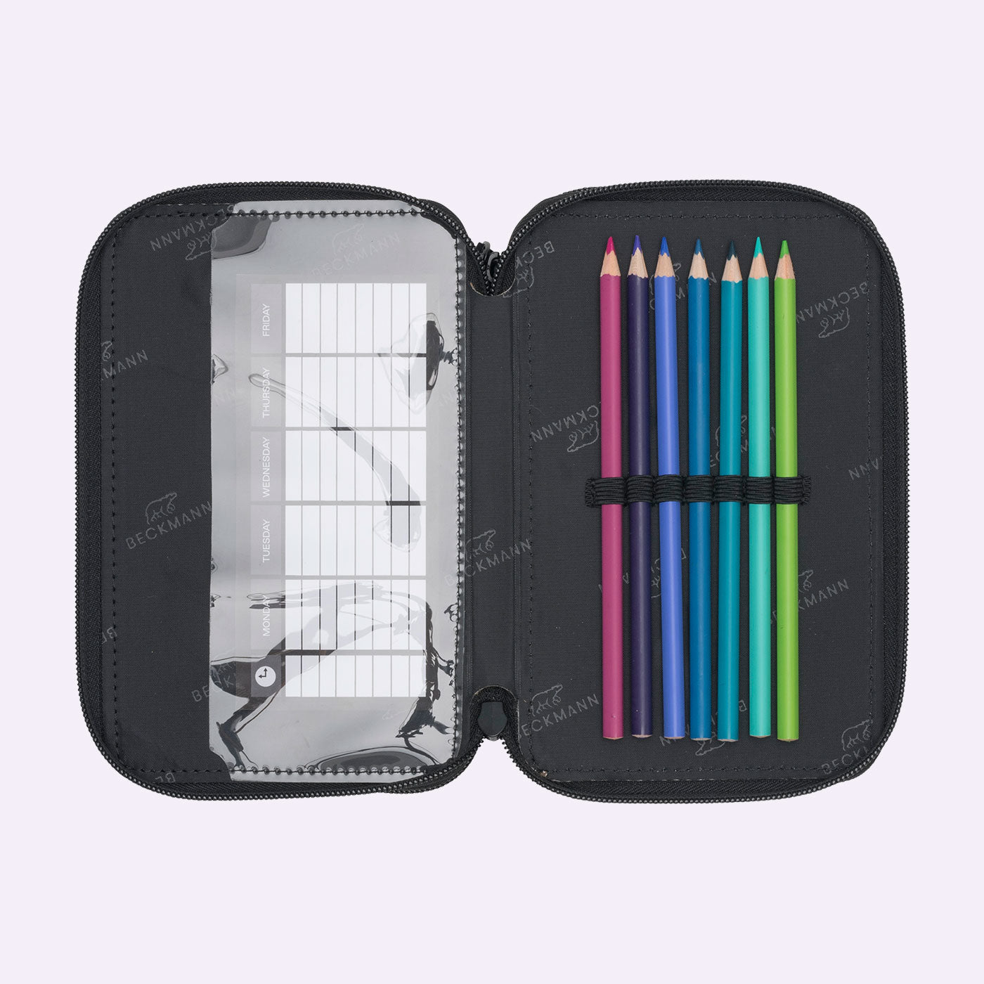 Beckmann Sport Jr. Etui Triple, gefüllt, 28-teilig – Schwarz – Kunststoff – 12 × 20,5 × 7 cm