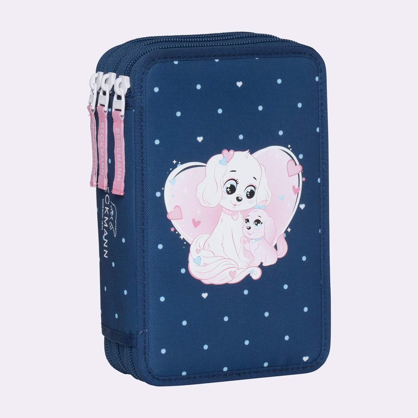Beckmann Klassisches Etui Triple, gefüllt, 27-teilig – Pet Friends Blau – Kunststoff – 13 × 20,5 × 7 cm