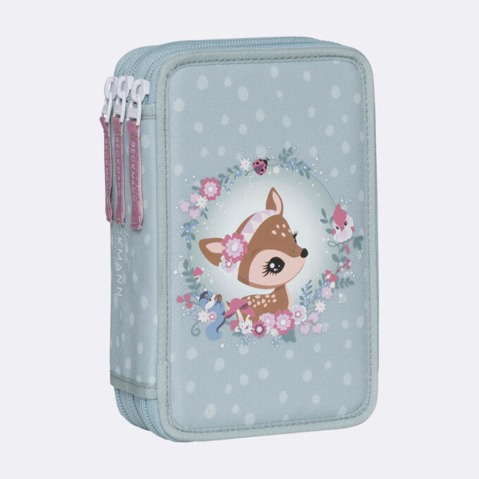 Beckmann Classic 1st Triple Etui, gefüllt, 27-teilig – Forest Deer Dusty Mint – Kunststoff – 13 × 20,5 × 7 cm