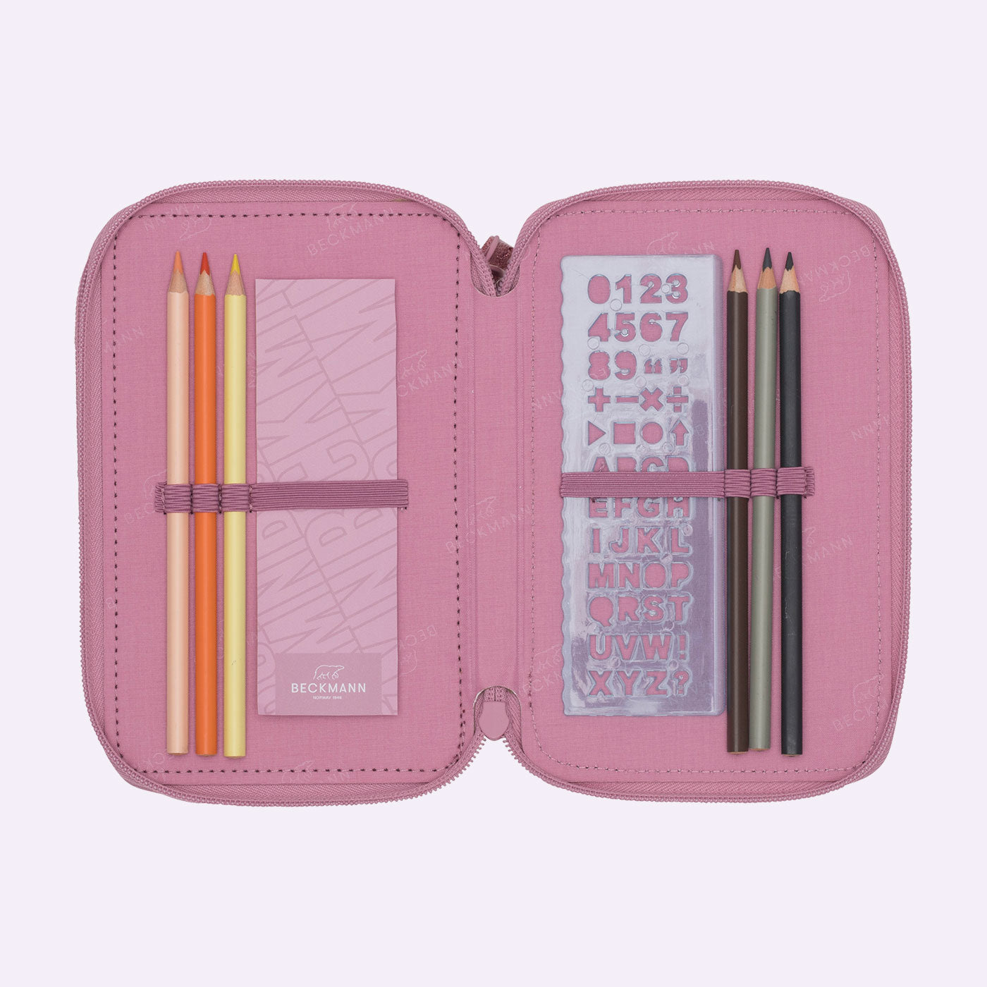 Beckmann Sport Jr. – Schüleretui, 3 Klappen, gefüllt (28-teilig), mehrfarbig, 12 × 20,5 × 7 cm