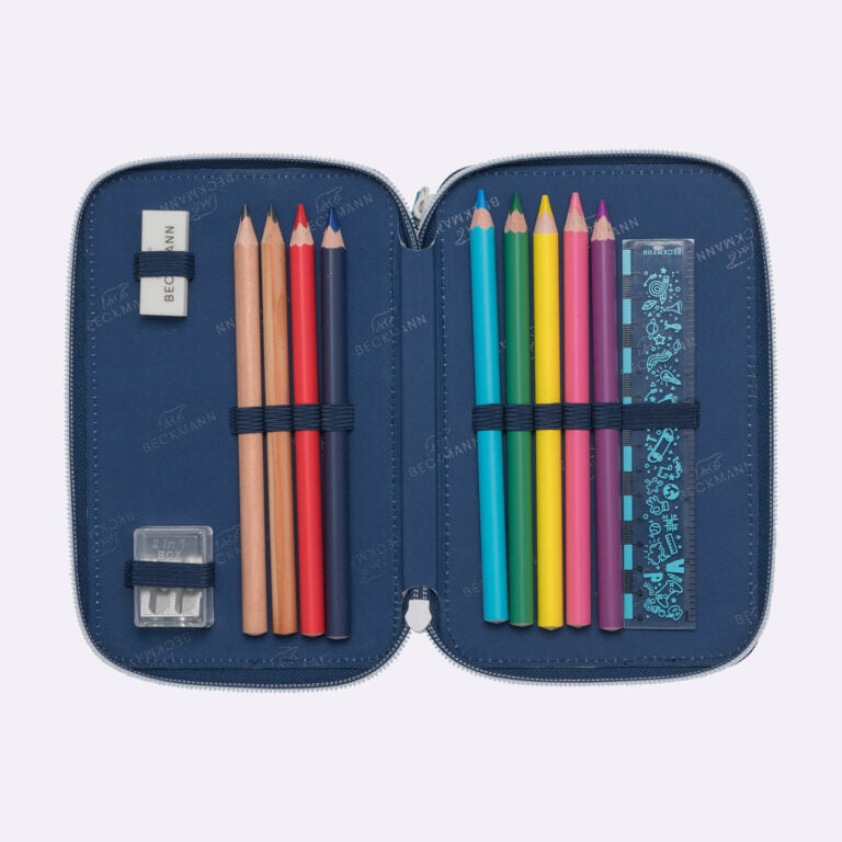 Beckmann Classic 1st Triple Etui, gefüllt, 27-teilig – Science – Kunststoff – 13 × 20,5 × 7 cm
