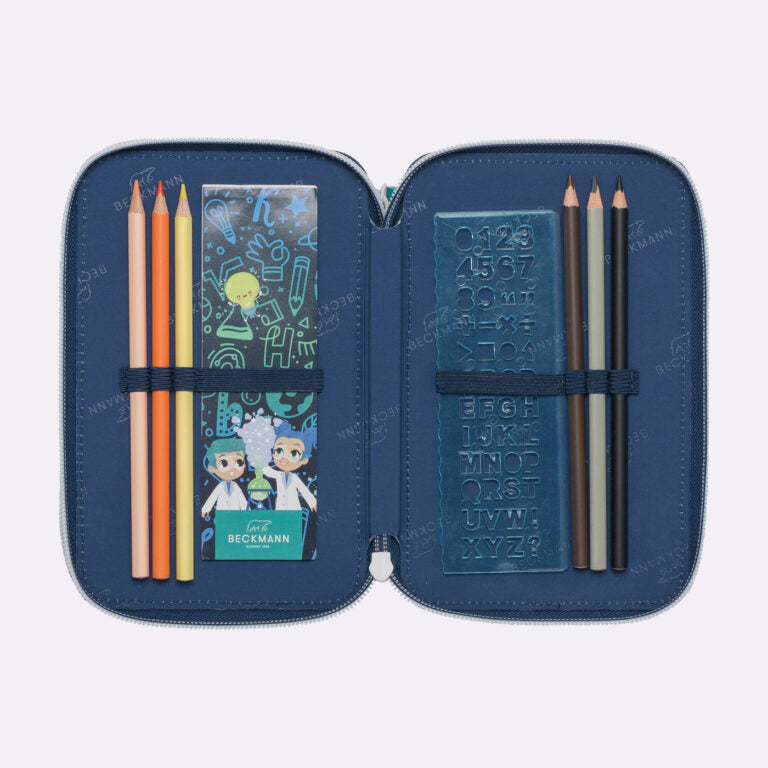 Beckmann Classic 1st Triple Etui, gefüllt, 27-teilig – Science – Kunststoff – 13 × 20,5 × 7 cm