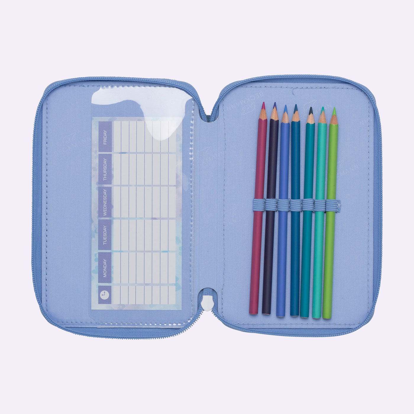 Beckmann Classic Etui Triple, gefüllt, 27-teilig – Unicorn Princess Ice Blue – Kunststoff – 13 × 20,5 × 7 cm