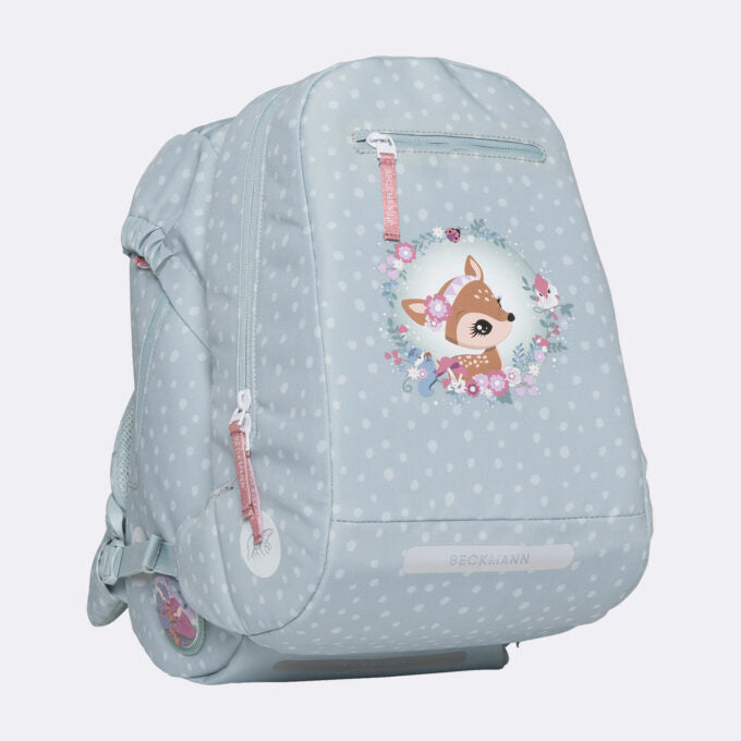 Beckmann Schulrucksack Classic 1st – 6-teilig – Forest Deer Dusty Mint – mit Leuchteffekt