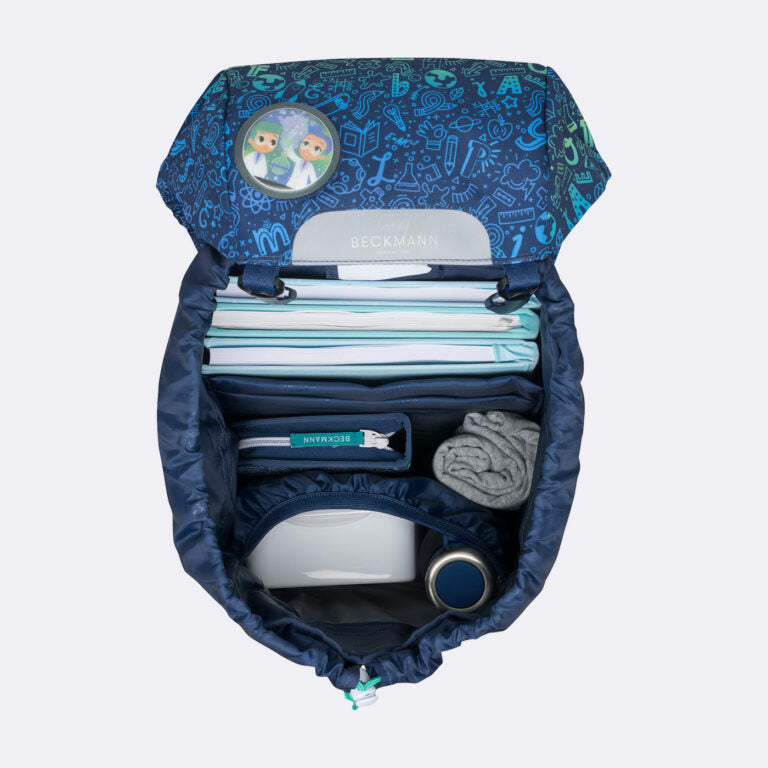 Beckmann Classic Schulrucksack – 6-teilig – Science – Recycelte Materialien – B 24,0 cm×H 37,0 cm×T 25,0 cm