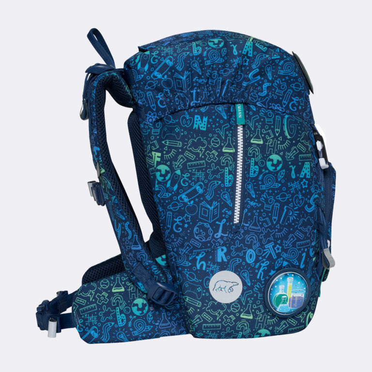 Beckmann Classic Schulrucksack – 6-teilig – Science – Recycelte Materialien – B 24,0 cm×H 37,0 cm×T 25,0 cm