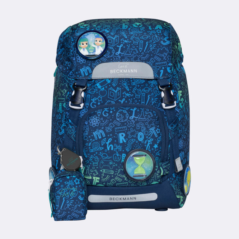 Beckmann Classic Schulrucksack – 6-teilig – Science – Recycelte Materialien – B 24,0 cm×H 37,0 cm×T 25,0 cm