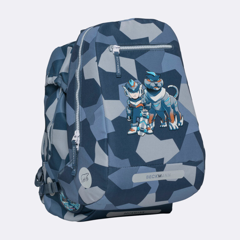 Beckmann Schulrucksack – 6-teilig – Tiger Race – mit Leuchteffekt