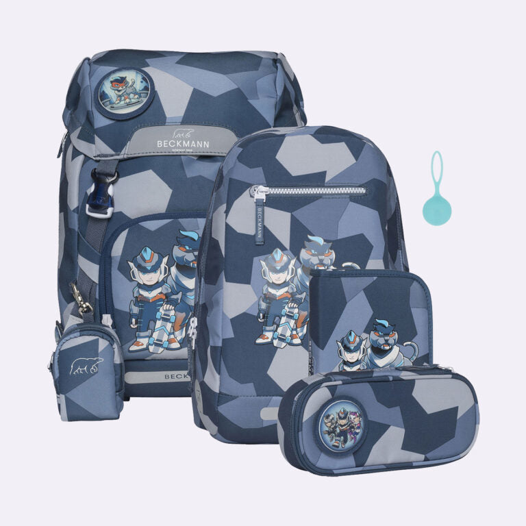 Beckmann Schulrucksack – 6-teilig – Tiger Race – mit Leuchteffekt