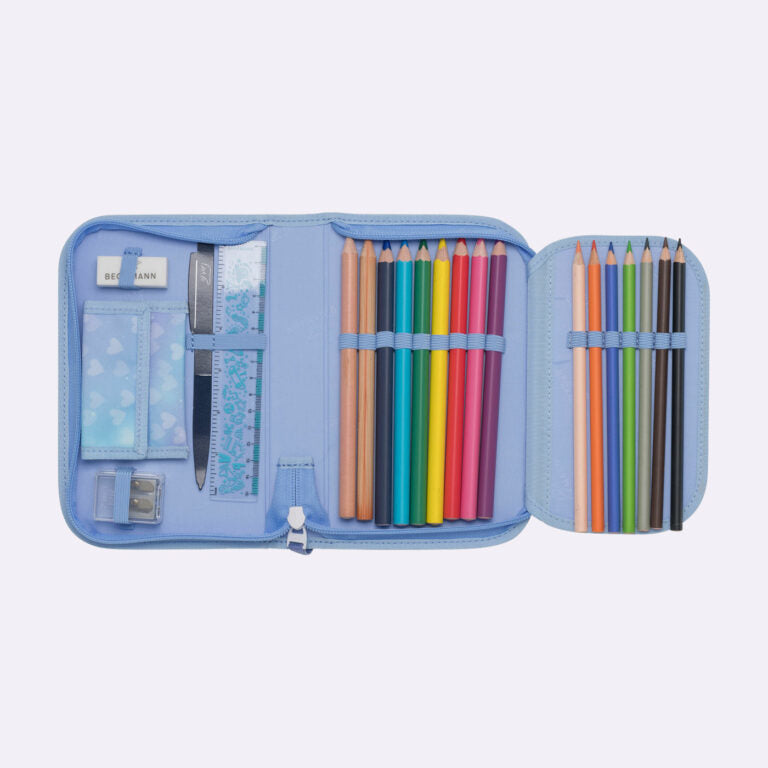 Beckmann Schulrucksack Classic 1st – 6-teilig – Einhorn Prinzessin Eisblau – recyclingfähig