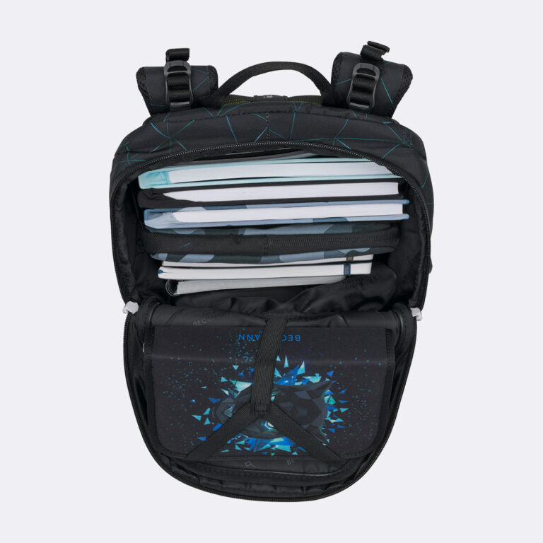Beckmann Schulrucksack Active Air Flx – 6-teilig – Panther – 26,0 × 39,0 × 22,0 cm – rPET