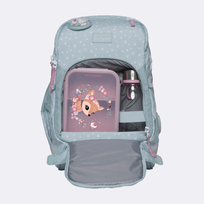Beckmann Schulrucksack Active Air Flx – 6-teilig – Forest Deer Dusty Mint – aus recyceltem PET