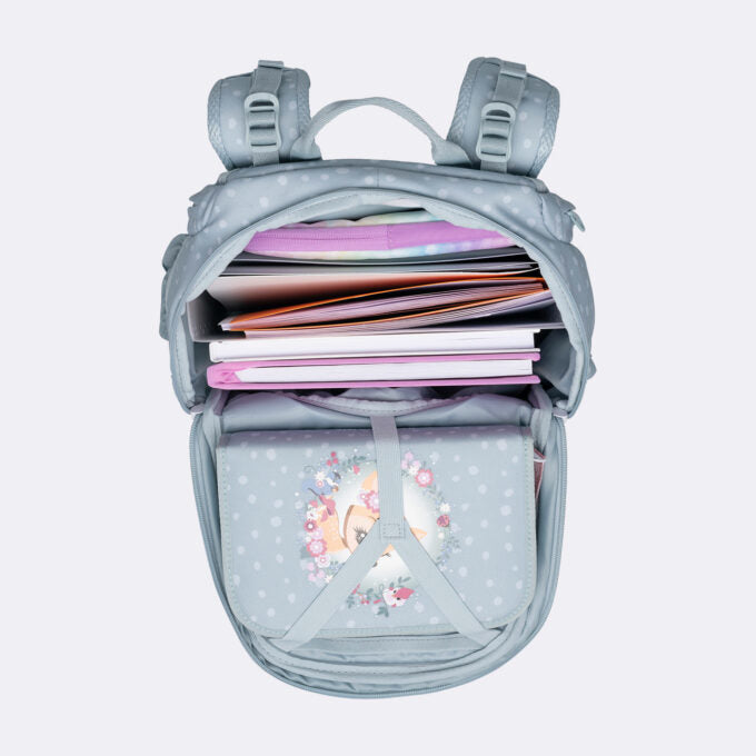 Beckmann Schulrucksack Active Air Flx – 6-teilig – Forest Deer Dusty Mint – aus recyceltem PET