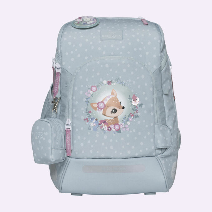 Beckmann Schulrucksack Active Air Flx – 6-teilig – Forest Deer Dusty Mint – aus recyceltem PET