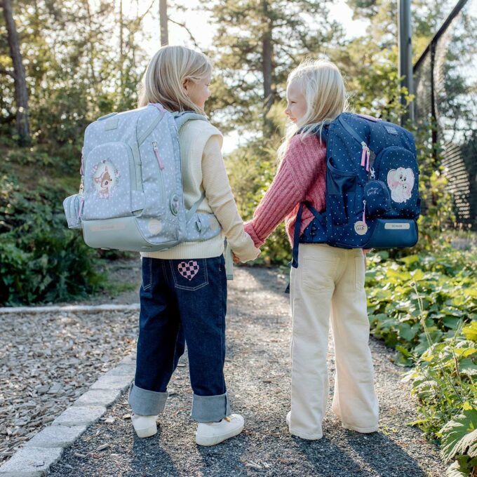 Beckmann Schulrucksack Active Air Flx – 6-teilig – Forest Deer Dusty Mint – aus recyceltem PET