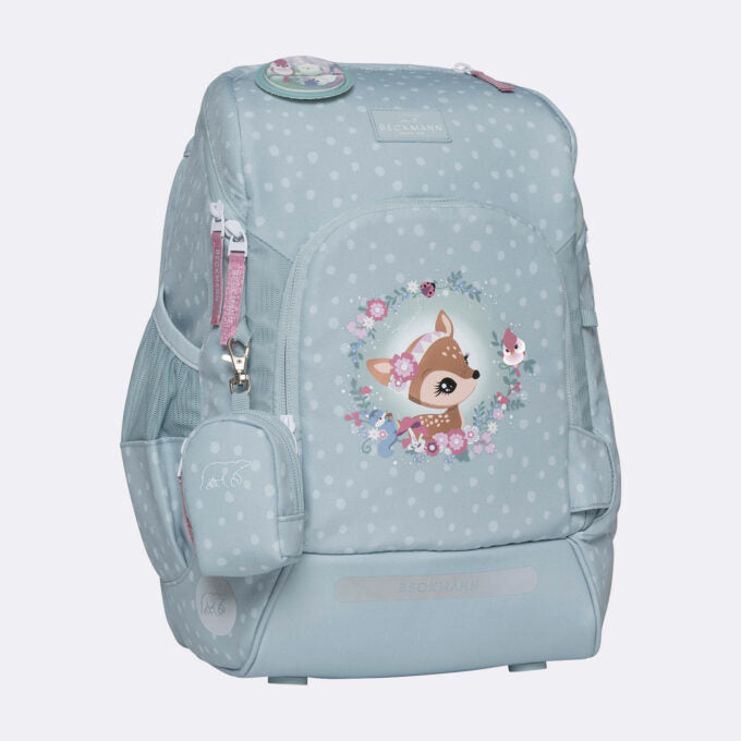Beckmann Schulrucksack Active Air Flx – 6-teilig – Forest Deer Dusty Mint – aus recyceltem PET