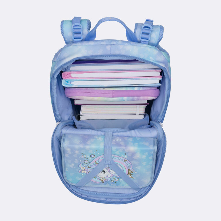 Beckmann Schulrucksack – 6-teilig – Unicorn Princess Ice Blue