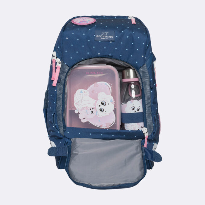 Beckmann Schulrucksack Active Air Flx – 6-teilig – Pet Friends Blau – 26×39×22 cm – recycelte Materialien