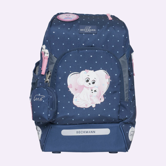 Beckmann Schulrucksack Active Air Flx – 6-teilig – Pet Friends Blau – 26×39×22 cm – recycelte Materialien
