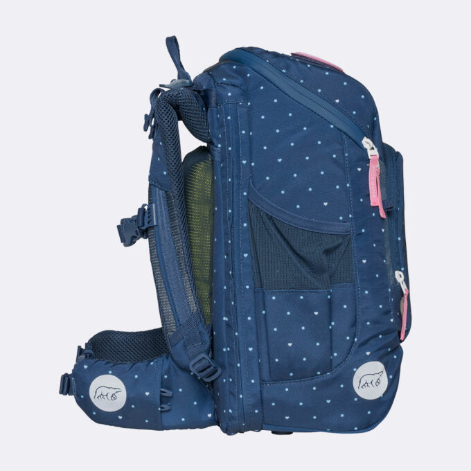 Beckmann Schulrucksack Active Air Flx – 6-teilig – Pet Friends Blau – 26×39×22 cm – recycelte Materialien