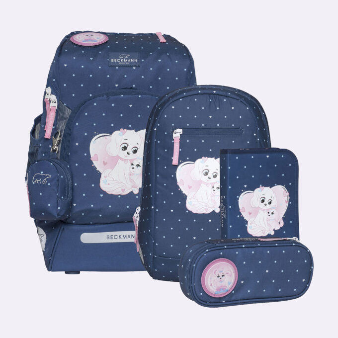 Beckmann Schulrucksack Active Air Flx – 6-teilig – Pet Friends Blau – 26×39×22 cm – recycelte Materialien