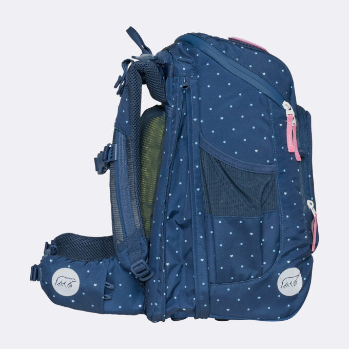Beckmann Schulrucksack Active Air Flx – 6-teilig – Pet Friends Blau – 26×39×22 cm – recycelte Materialien