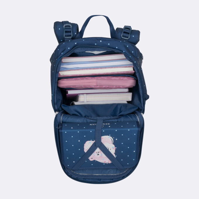 Beckmann Schulrucksack Active Air Flx – 6-teilig – Pet Friends Blau – 26×39×22 cm – recycelte Materialien