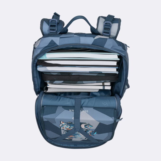 Beckmann Schulrucksack Active Air Flx – 6-teilig – Tiger Race – Recycelte Materialien
