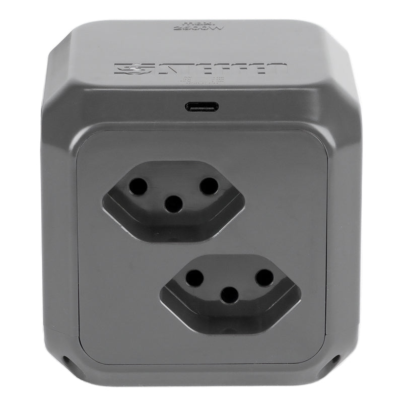 Steffen Steckdosenleiste Cube – 1,50 m, Kunststoff, Anthrazit, 8× T13, 1× USB-C PD 18 W