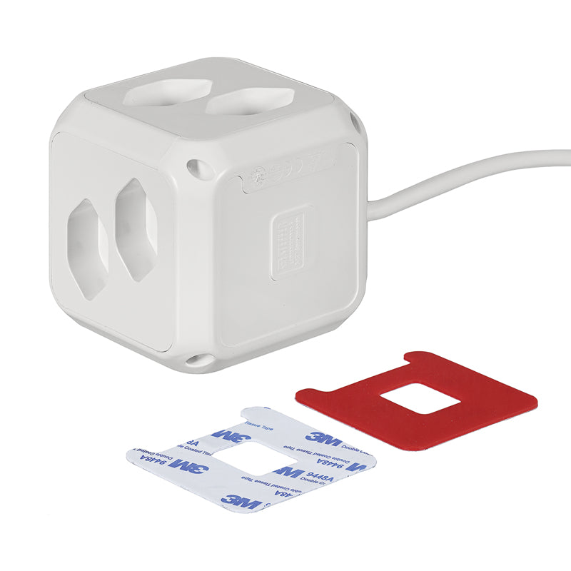 Steffen Steckdosenleiste Cube – 1,50 m, Kunststoff, Weiss, 8× T13, 1× USB-C PD 18 W, Überspannungsschutz