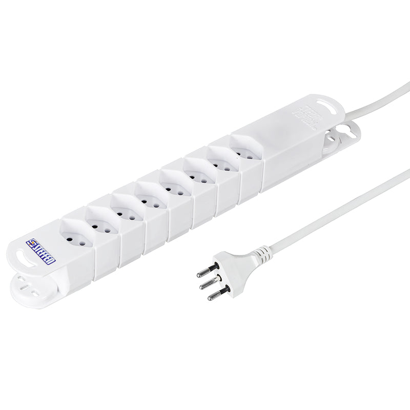Steffen VARIABL Steckdosenleiste, 8×T13, 3 m, IP20, Stecker T12, Magnet – weiss
