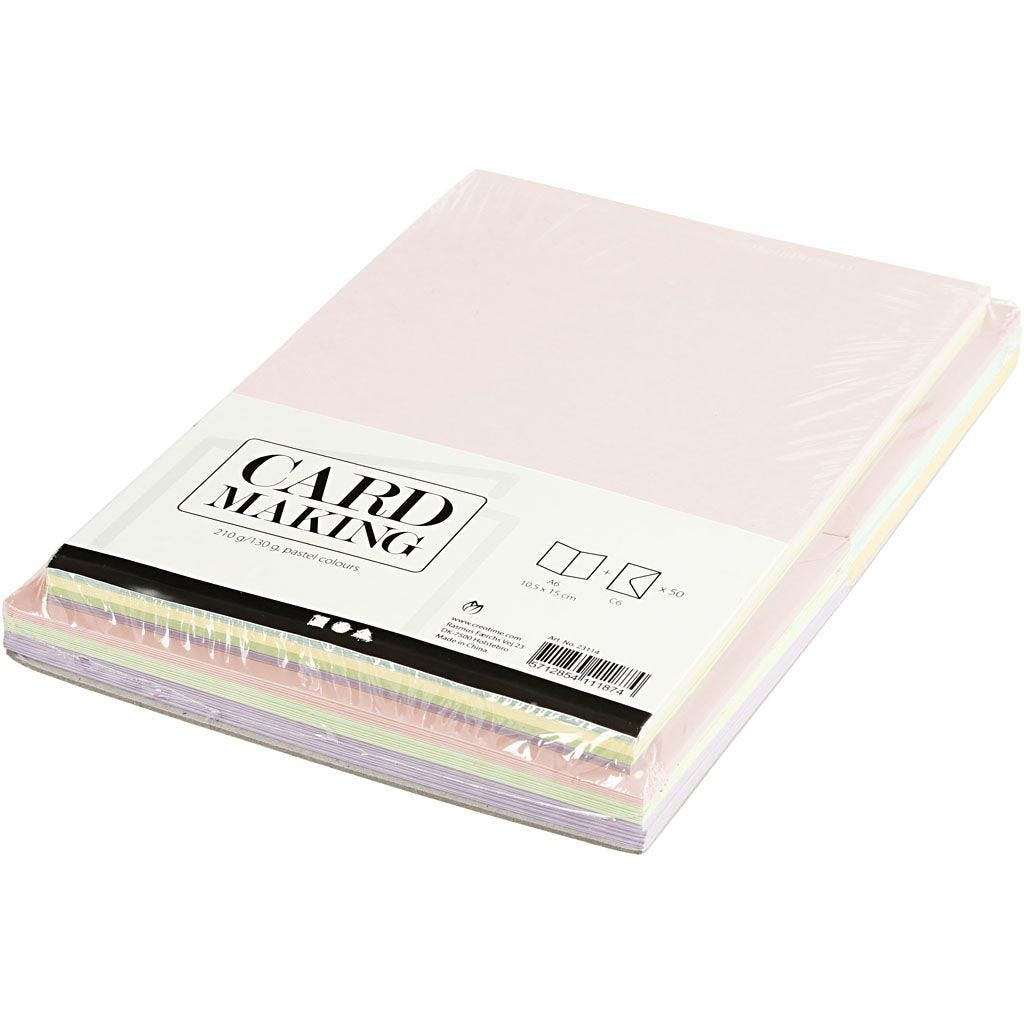 Creativ Company Karten-Set mit Couverts – A6, mit Couvert, mehrfarbig – 50 Stk