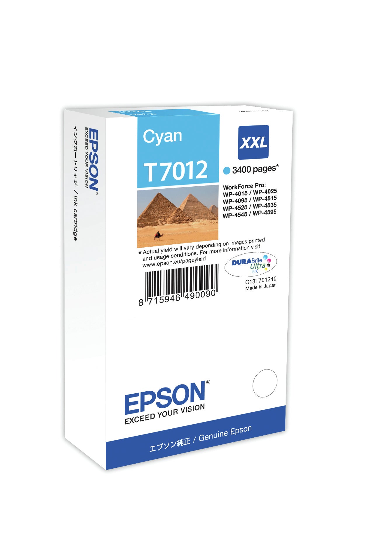Epson Tintenpatrone T7012, cyan, 3'400 Seiten – für Inkjetdrucker/Multifunktionsgeräte
