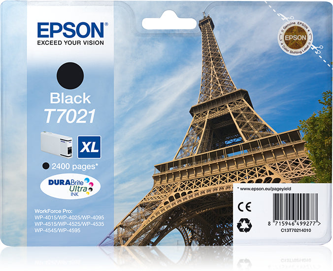 Epson Tintenpatrone T7021, Schwarz, 2'400 Seiten – für Tintenstrahldrucker/Multifunktionsgeräte