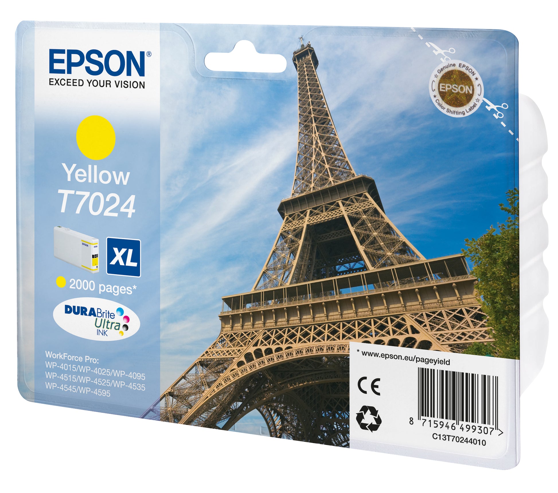 Epson Tintenpatrone T7024, Gelb, 2'000 Seiten – für Inkjetdrucker/Multifunktionsgeräte