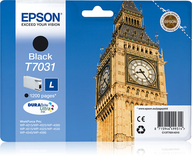 Epson Tintenpatrone T7031, Schwarz, 1'200 Seiten – Für Verschiedene Drucker