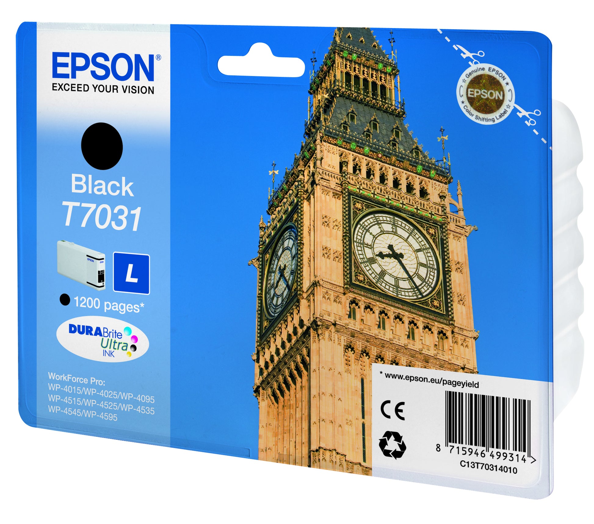 Epson Tintenpatrone T7031, Schwarz, 1'200 Seiten – Für Verschiedene Drucker
