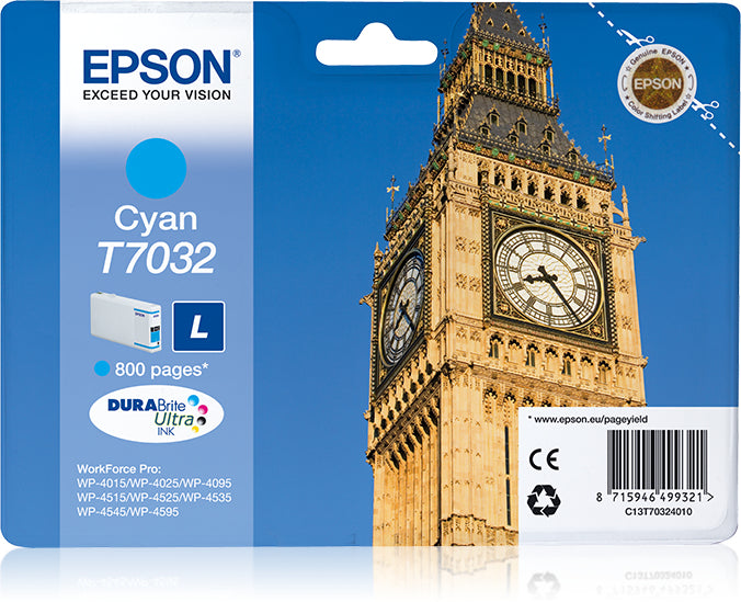 Epson Tintenpatrone T7032, cyan, 800 Seiten