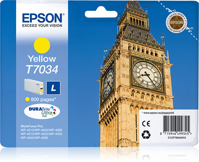 Epson Tintenpatrone T7034, Gelb, 800 Seiten – für Tintenstrahldrucker und Multifunktionsgeräte