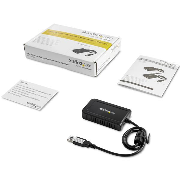StarTech.com USB zu VGA Adapter – 1920 × 1200, USB 2.0, 0,5 m, Treiber enthalten, für Windows, Schwarz