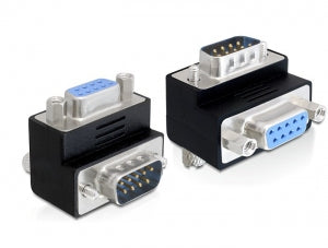 DeLOCK 65265 Winkeladapter DB9 Stecker zu DB9 Buchse – RS-232, einseitig gewinkelt, Schwarz