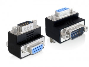 DeLOCK 65266 Seriell-Adapter DB9 (Sub-D 9-polig) Stecker zu Buchse – 90° gewinkelt, RS-232, Schwarz