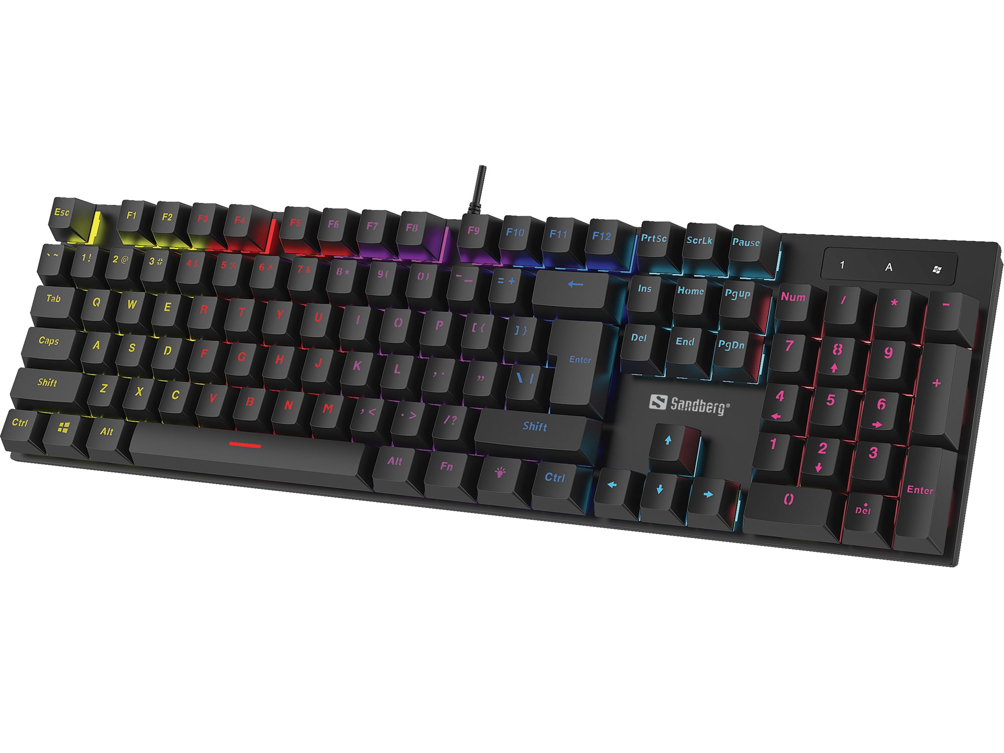Sandberg Gaming-Tastatur – mechanisch, kabelgebunden – USB – QWERTY (Nordic) – RGB – Schwarz