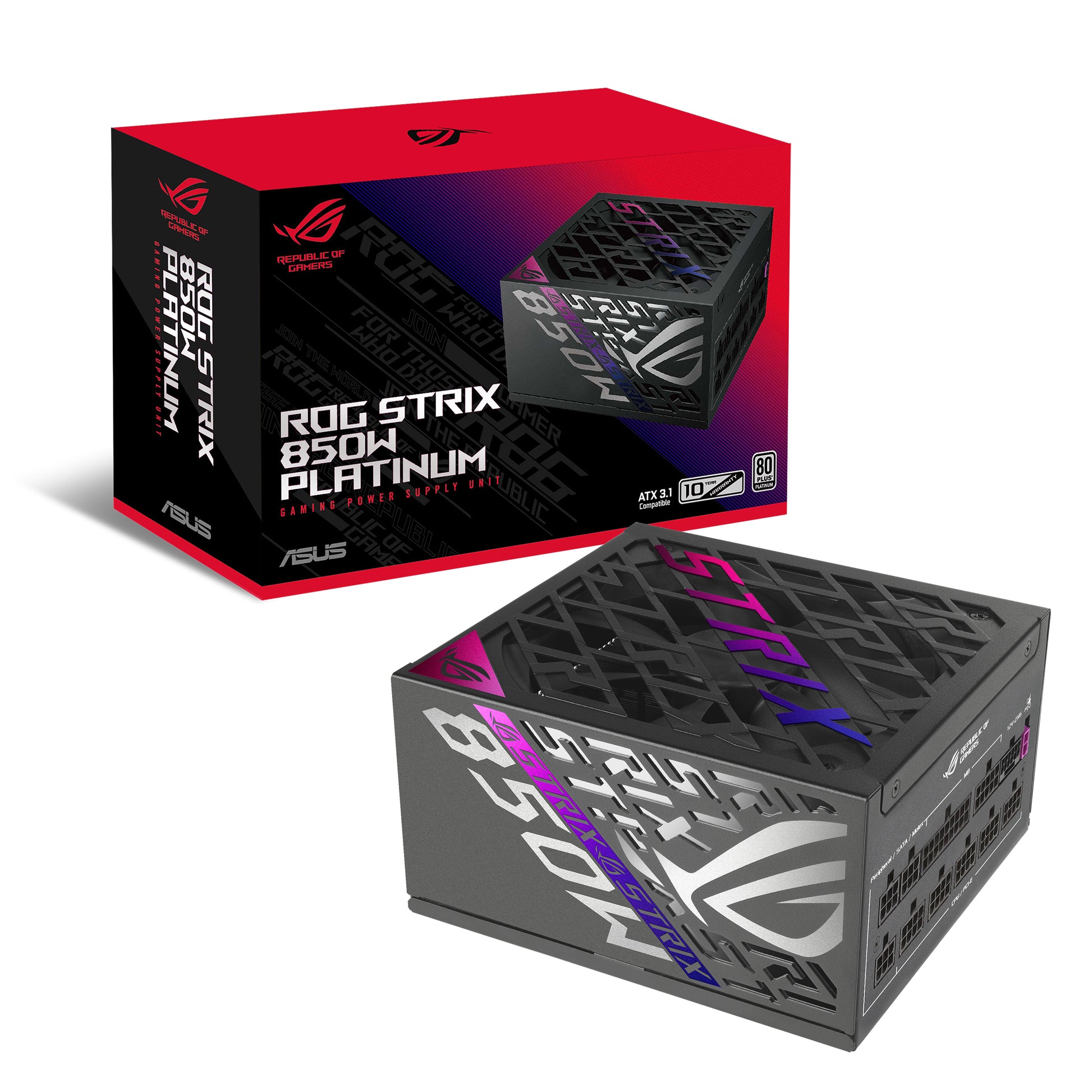 Asus Netzteil – 850 W, Ausgang 12 V, 70,8 A, Eingang 100–240 V, AC, Serie ROG Strix
