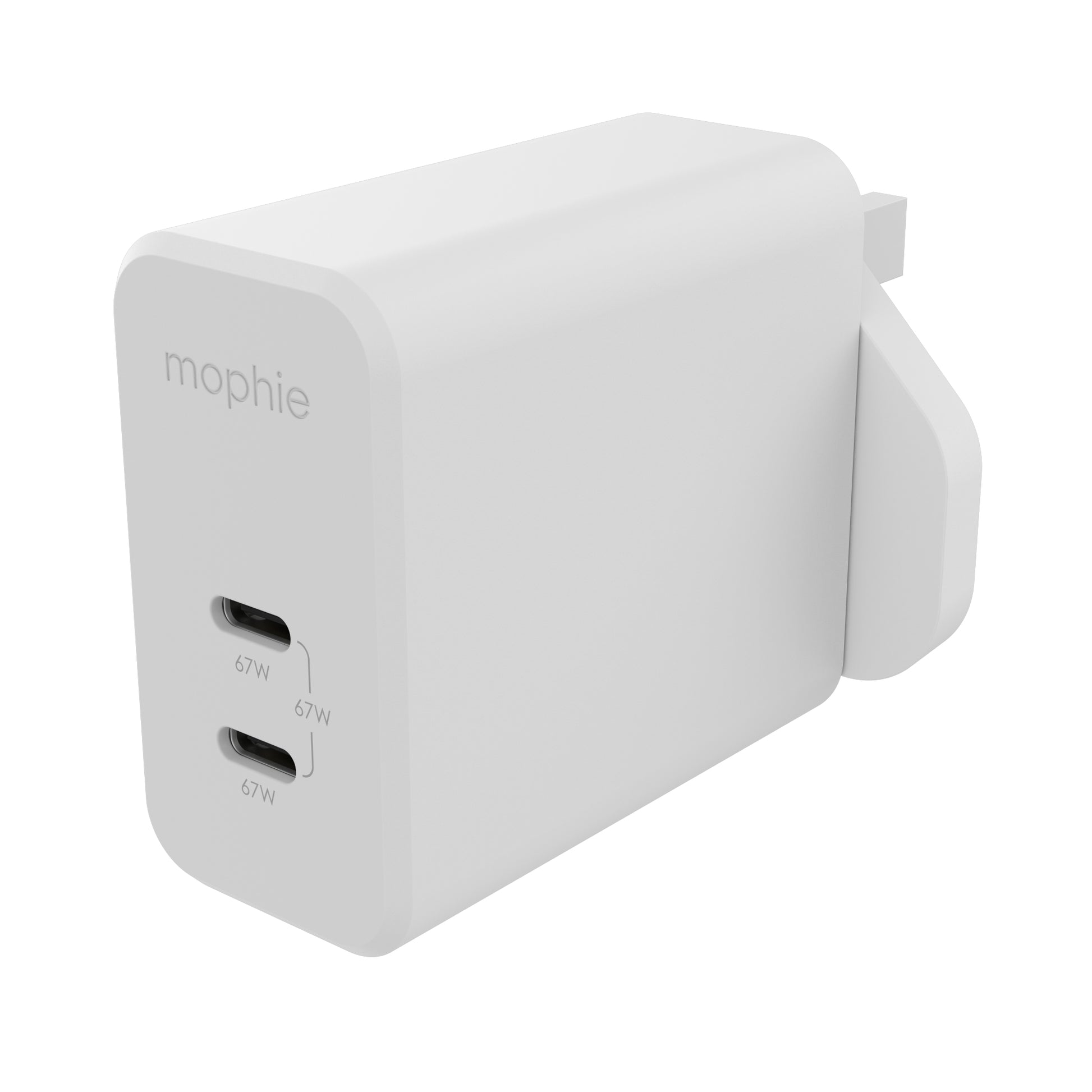 Mophie MOPHIEWALL Netzteil (UK) – 67 W, 2× USB-C, PD, GaN