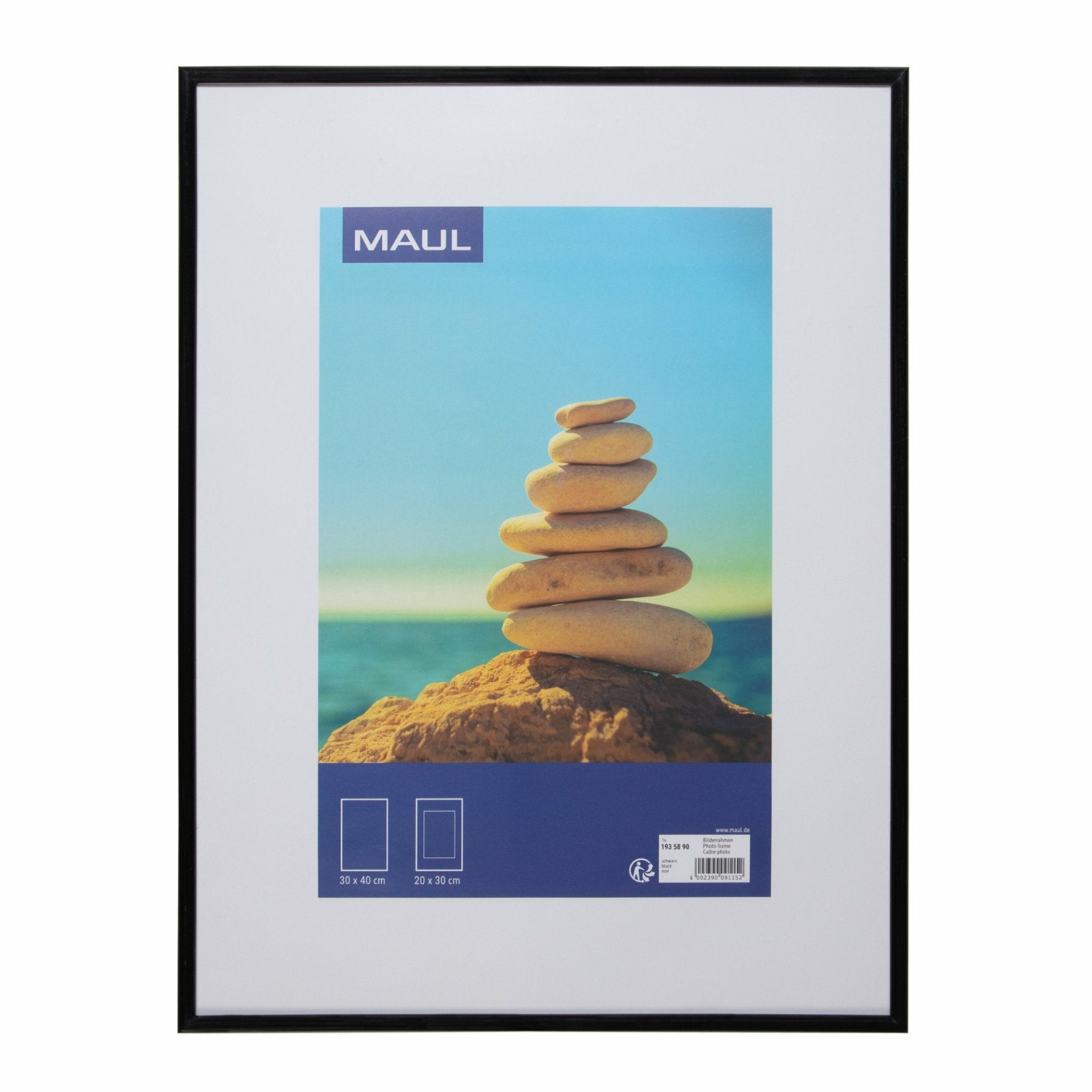 MAUL Bilderrahmen – für 30 × 40 cm – MDF & Kunststoff, Schwarz