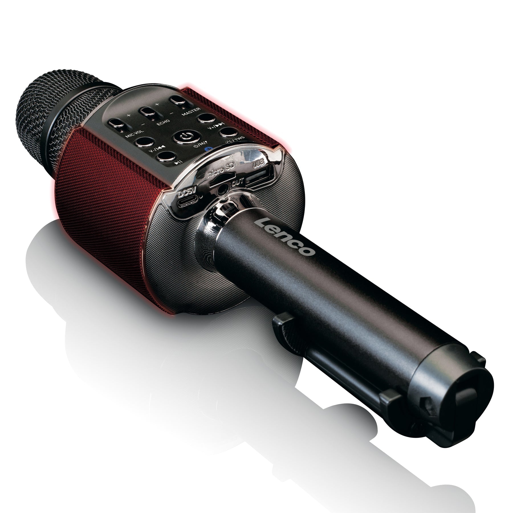 Lenco BMC-090 Karaoke-Mikrofon – Bluetooth, Kabellos, 8 h Akku, 5 W, für HiFi-Geräte/Mobiltelefone, Schwarz